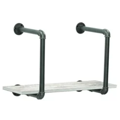 Dakota™ 24"W X 10"D Barnwood Pipe Wall Shelf