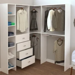 Dakota Closets™ 63-1/8"W X 86-1/2"H White Corner Walk-In Closet System