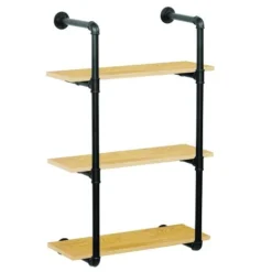 Dakota™ 10" Black Pipe 3-Shelf Bracket - 2 Pack -Rothenberger Tools Sales Store 49610 Shelves golden oak