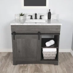 Dakota™ Sliding Barn Door 36"W X 21-5/8"D Charcoal Bathroom Vanity Cabinet -Rothenberger Tools Sales Store 6057843 10CM