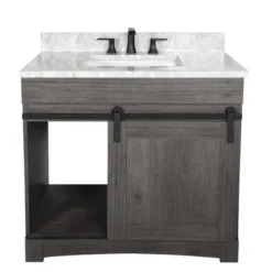 Dakota™ Sliding Barn Door 36"W X 21-5/8"D Charcoal Bathroom Vanity Cabinet