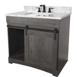 Dakota™ Sliding Barn Door 36"W X 21-5/8"D Charcoal Bathroom Vanity Cabinet -Rothenberger Tools Sales Store 6057843 3CM