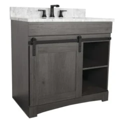 Dakota™ Sliding Barn Door 36"W X 21-5/8"D Charcoal Bathroom Vanity Cabinet -Rothenberger Tools Sales Store 6057843 5CM