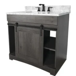 Dakota™ Sliding Barn Door 36"W X 21-5/8"D Charcoal Bathroom Vanity Cabinet -Rothenberger Tools Sales Store 6057843 9CM